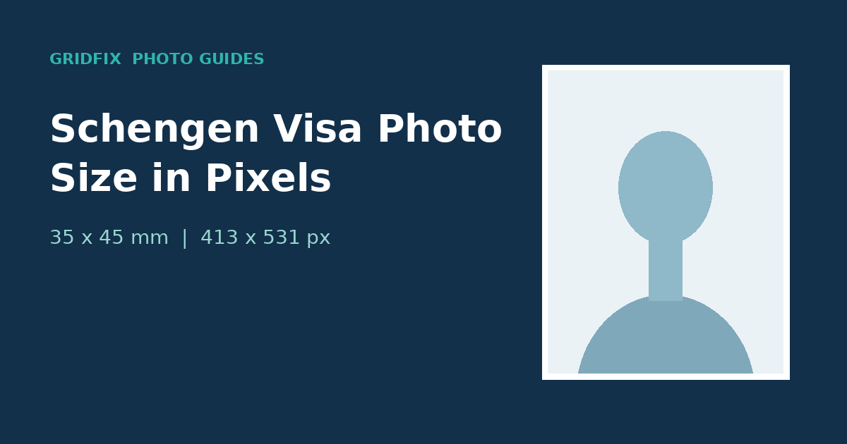 Illustration of a 35 by 45 mm Schengen visa photo frame
