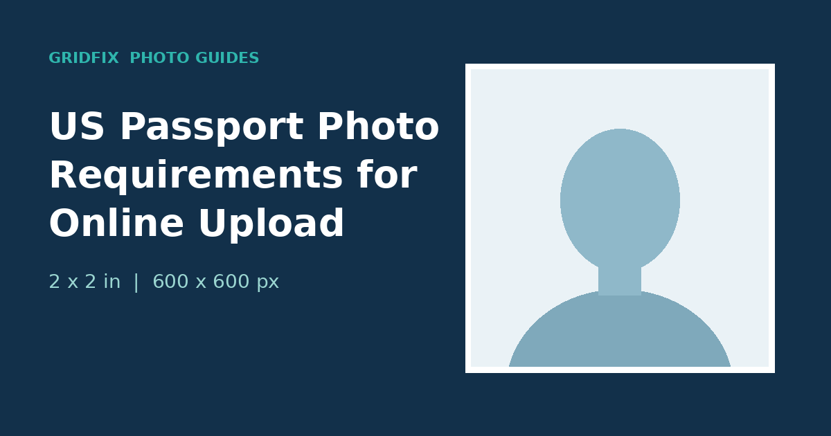 Illustration of a 2 by 2 inch US passport photo frame